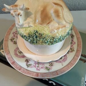 Vtg Staffordshire Butter Dish